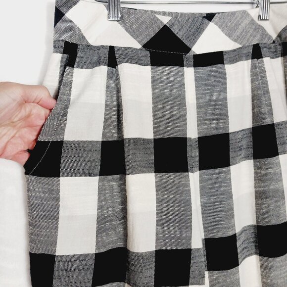 Free People, MED Clear Skies Checkered Plaid Woven Pants, Black & White Cropped - Picture 5 of 15